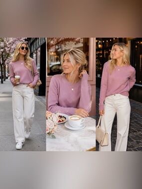 Uniqlo Lilac 100 % Cashmere Crewneck Sweater - Women's Lightweight Knit
